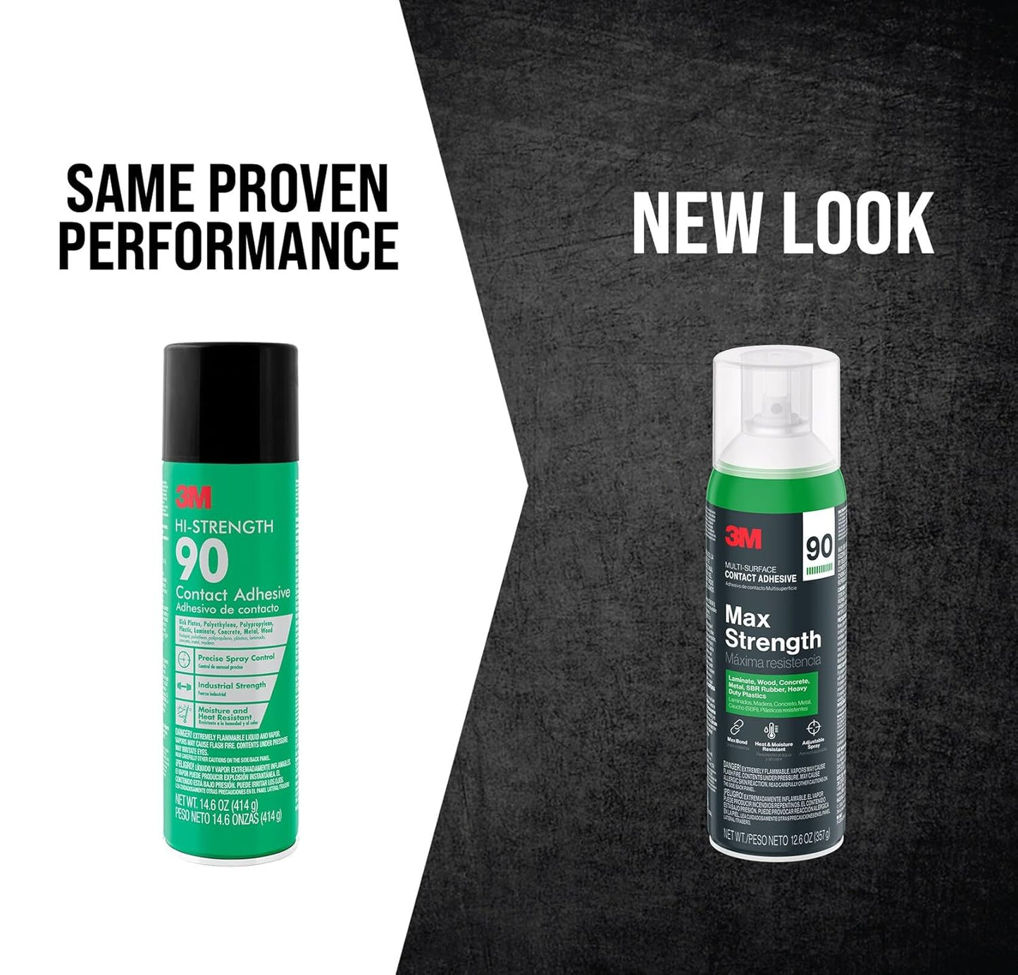 3M Max Strength 90 Contact Adhesive Spray, 12.6 oz (Pack of 2) – Low VOC Heavy Duty Glue with Adjustable Nozzle, Heat & Water Resistant Bond for Metal, Wood, Plastic, Laminate, Concrete
