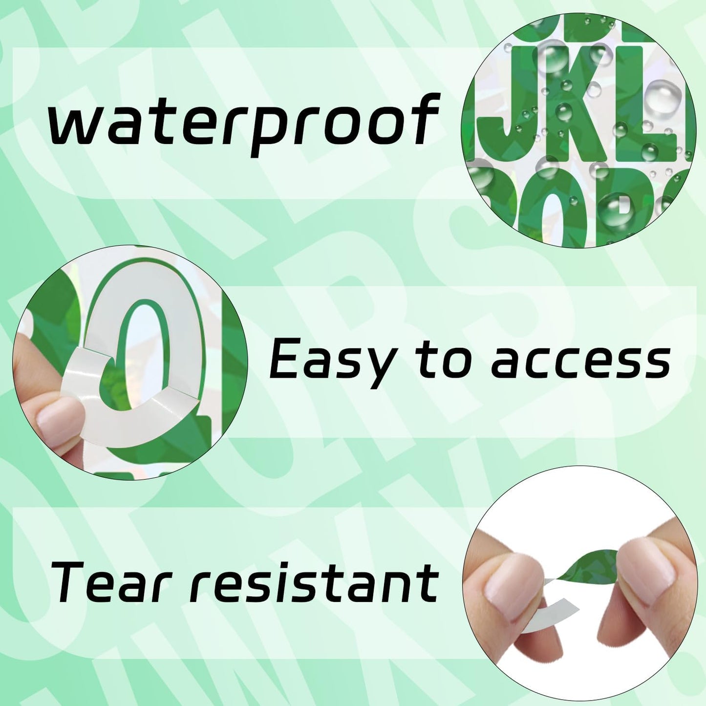 Starboling Letter Stickers,2 inch 8 Sheets Green Alphabet Sticker,Self Adhesive Vinyl Letter Stickers Mailbox Numbers,for Arts Crafts Outdoor Sign Poster Mailbox Sign Doors Mailboxes Car Truck