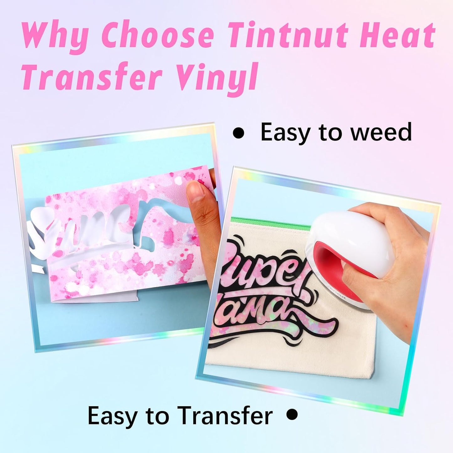 Tintnut Splash Heat Transfer Vinyl Roll - 12 Inch x 5ft Pink and White Watercolor Ink Patterned HTV Splatter Iron On Vinyl DIY T-Shirts Hats Clothes Canvas Bags for Cricut or Silhouette Cameo