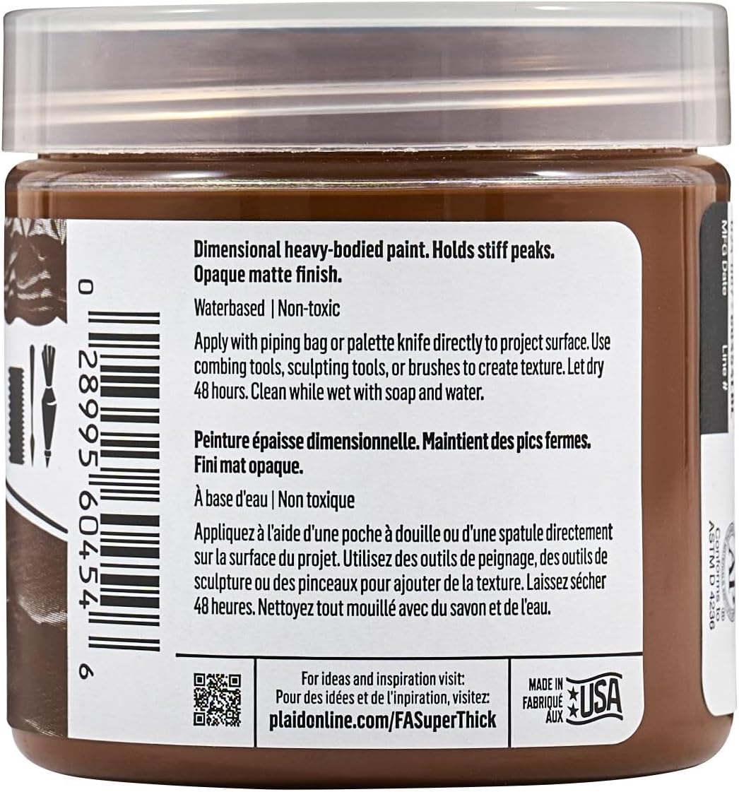 FolkArt Super Thick Acrylic Paint with a Textured Finish, Brown, 4 oz