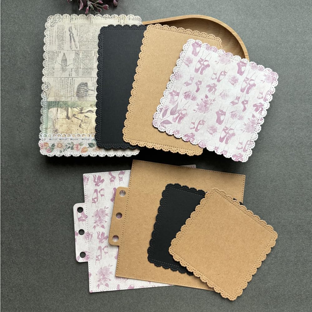 Rectangle Lace Loose-Leaf Cutting Dies, Backgrounds Frame Die Cuts Metal Stencils Scrapbooking Tools DIY Craft Carbon Steel Embossing Template for Paper Card Making Album Arts Crafts Supplies