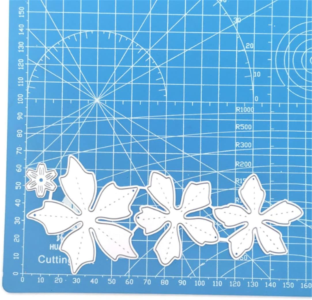 Mvchifay Cutting Dies Happy Birthday Metal Stencils Scrapbooking Tool DIY Emboss Paper Card Making (4 Pcs flowers-15.8x6.8cm)