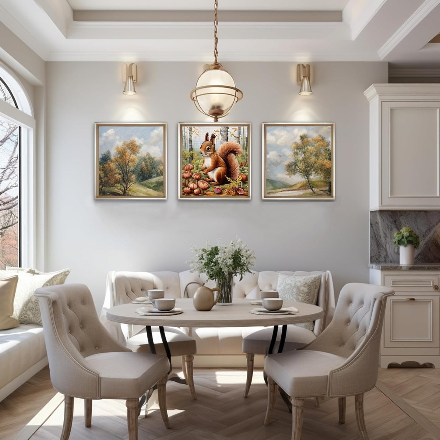 51buyoutgo 11CT Stamped Cross Stitch Kits for Adults - 14x14 in Beginner Embroidery Kit with Funny Easy Washable Animal Squirrel Pattern, Pre Printed Fabric, Fit for DIY Home Decor & Mom Gifts