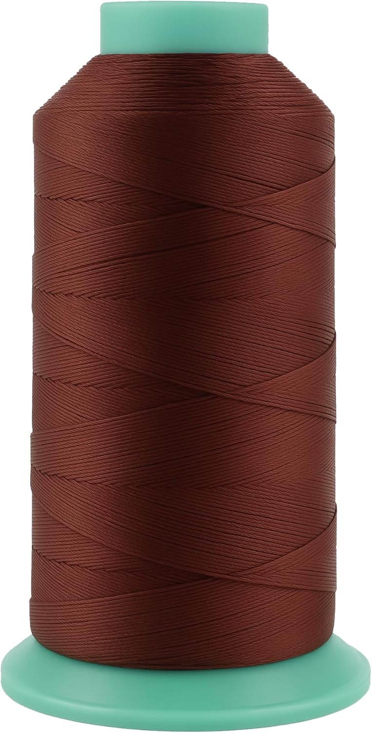 Mandala Crafts Size 69 210D T70 Bonded Nylon Thread Copper Brown Heavy Duty Sewing Threads - 1500 YDs Tex 70 Thread for Leather, Jeans, Weaving, Outdoor Marine Upholstery Threads
