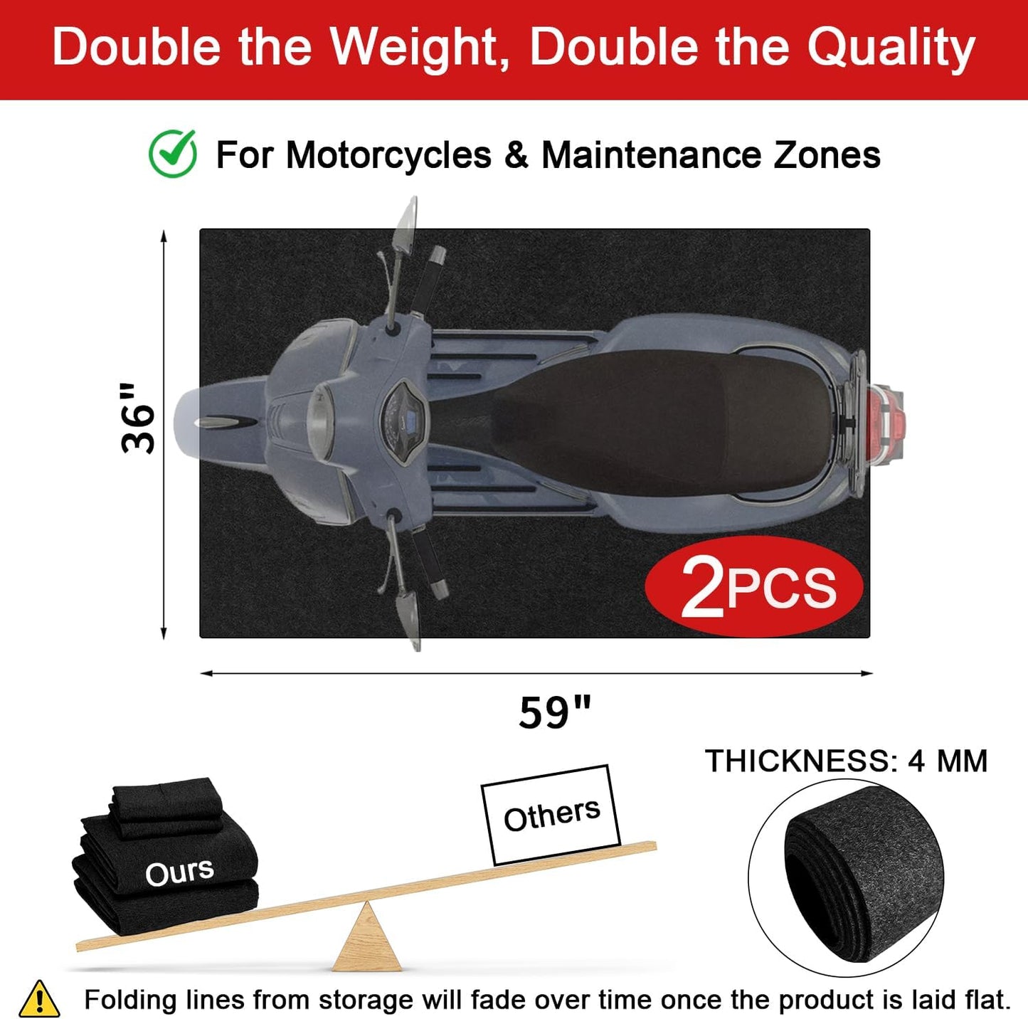 Golener Oil Spill Mat - Garage Floor Mat, Absorbent Oil Pad, Premium Maintenance Mat, Waterproof, Contain Liquid, Protect Garage Surface from Spill & Stain, Reusable, Durable, Black, 36”x59”, 2 Packs