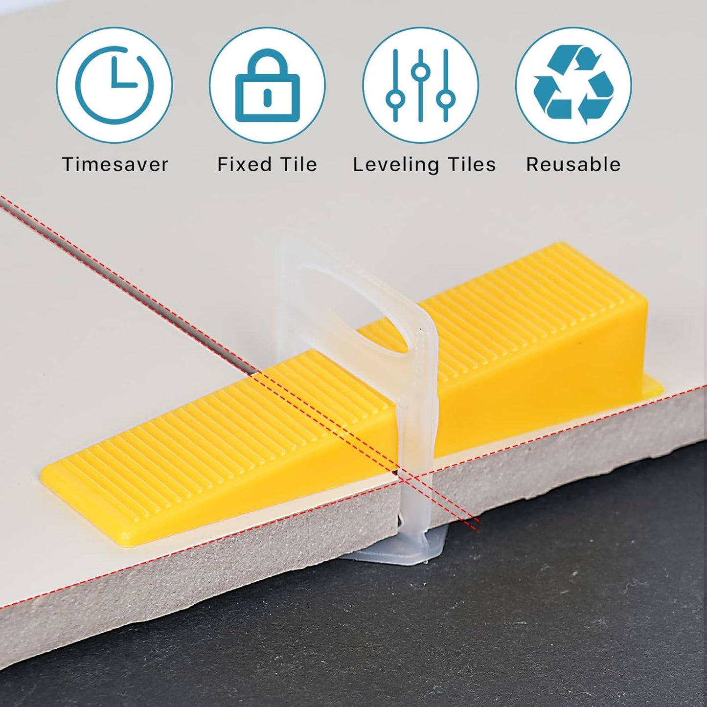 Tile Leveling System with Tile Plier 1500Pcs Piece Tile Spacers Clips 300Pcs Piece Reusable Wedges and 1 Rubber Mallet Tile Tools Set for Stone Installation (1/16"(1.5 mm)