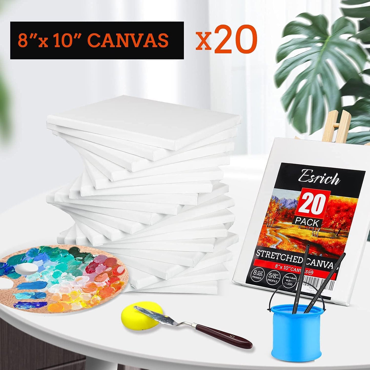 20 Pack Canvases for Painting with 8x10, Painting Canvas for Oil & Acrylic Paint.
