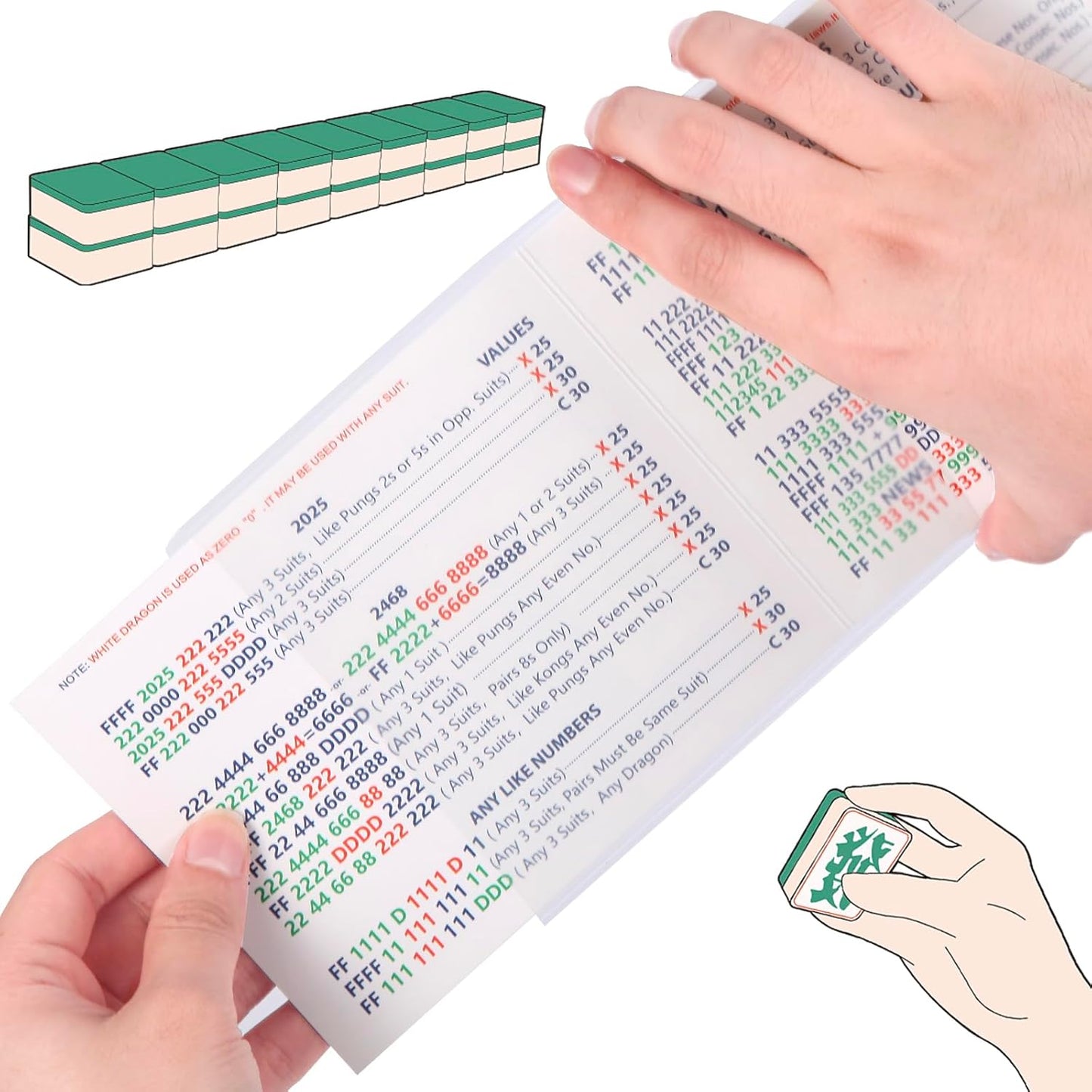 Frosted PVC Mahjong Card Sleeves - Waterproof Protectors for Mahjong Cards 2025, Soft Durable Cover fits 6.3x4.8 inch scorecard, Perfect for Mahjong Tile Set Gifts (Large-4)