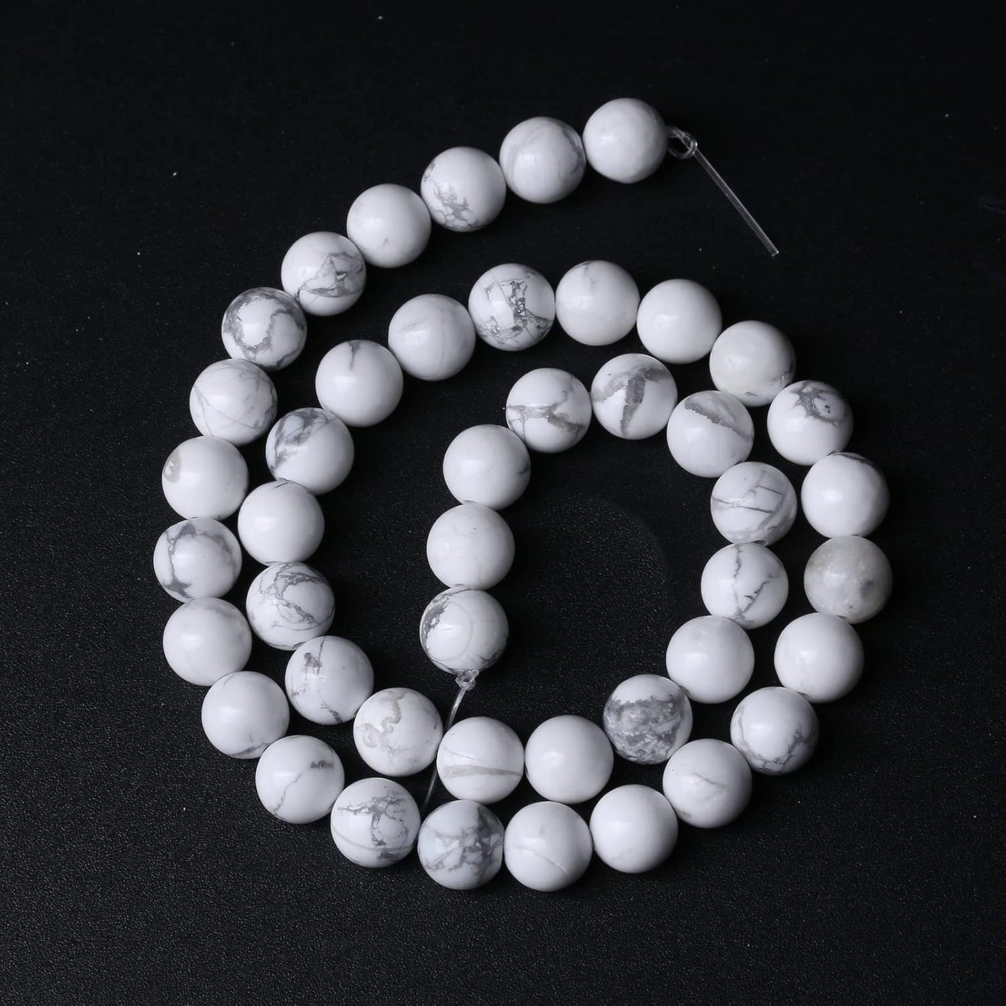 90pcs 4mm AAA Natural Stone Beads White Howlite Turquoises Round Loose Beads for Jewelry Making DIY Bracelet (White Howlite Turquoises, 4mm)