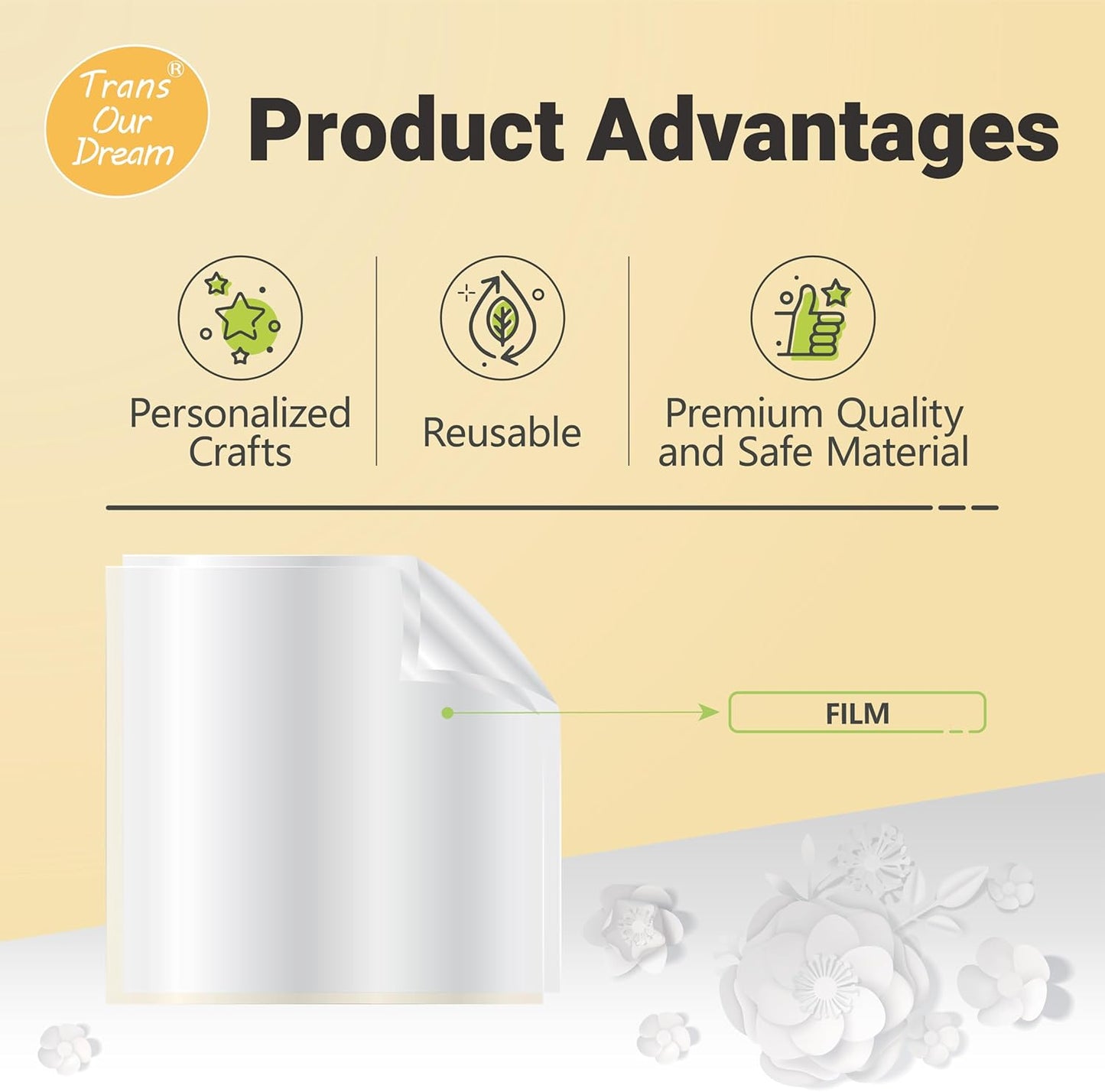 TransOurDream Easy Cut Stencils for Crafts (12"x12", 20 Sheets) Reusable Acetate Mylar for Vinyl Cutting Plastic Blanks Sheets for Spray Painting, Drawing (PET-20)