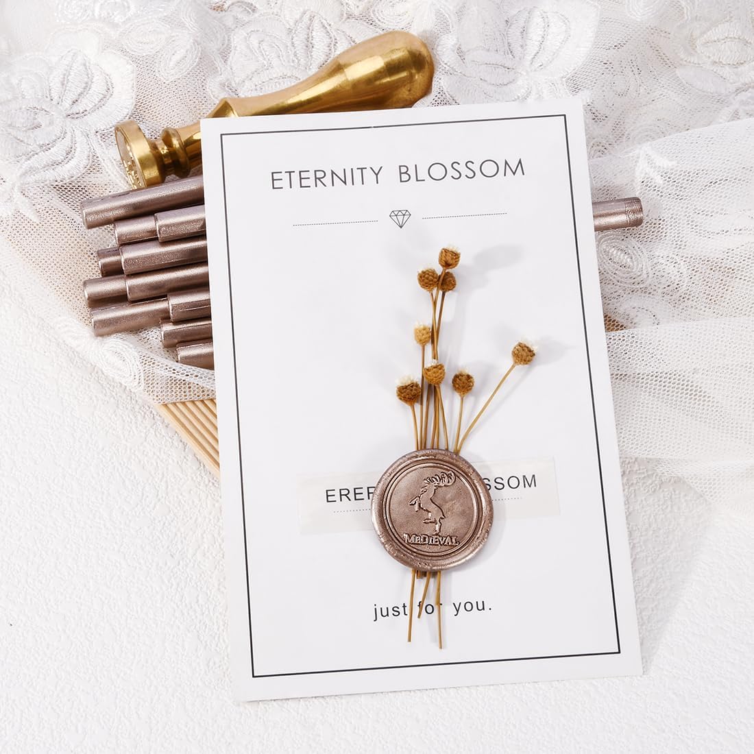 TELOSMA 16 Pcs Champagne Mini Wax Seal Sticks, Ideal for Making Wedding Invitations, Wine Packages, Cards & Gift Boxes Wax Seals