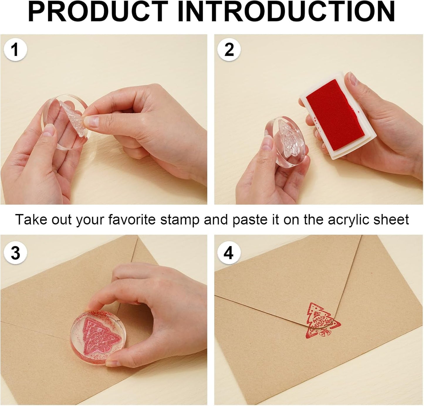 Whaline 4 Sheet Christmas Words Clear Stamps Greeting Words Santa Xmas Tree Pattern Silicone Transparent Stamps Border Stamp Cards for DIY Craft Card Making Scrapbooking Embossing Album Decor