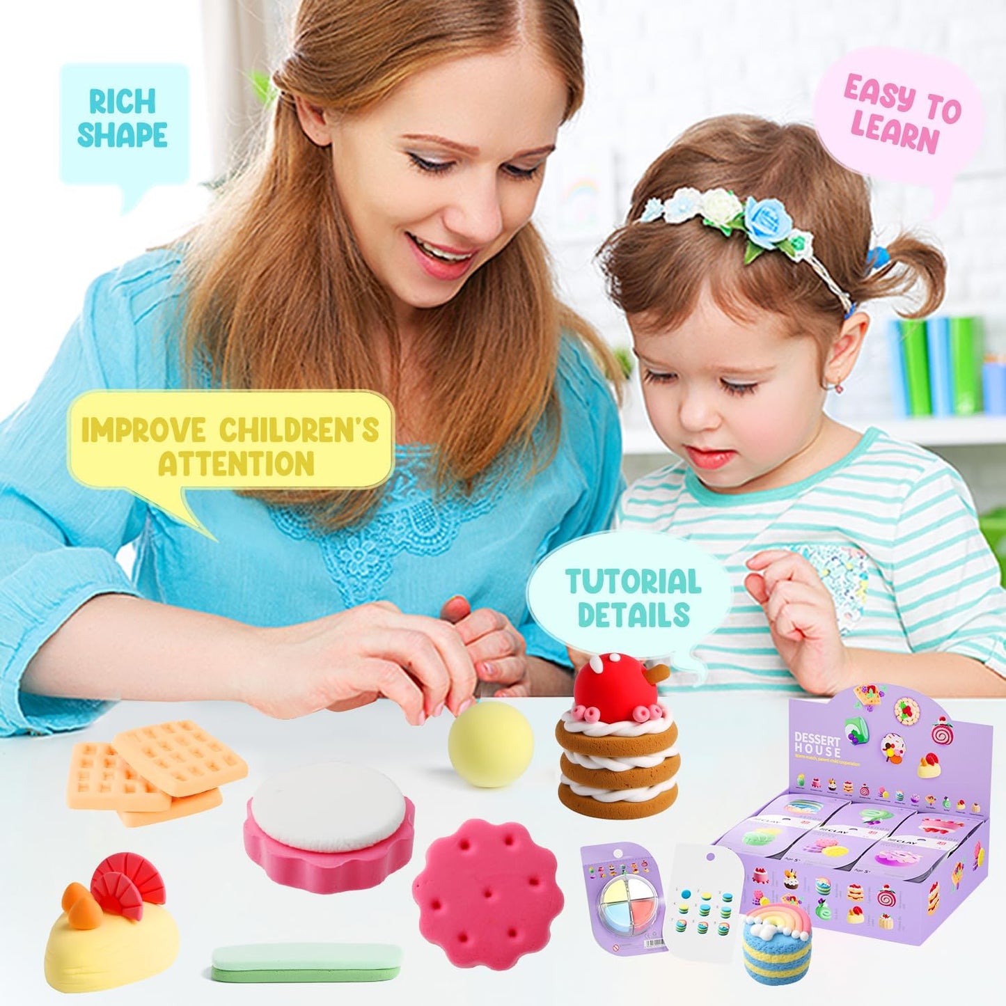 Air Dry Clay Kits - Modeling Clay for Kids, Ultra Light & Soft, Safe & Non-Toxic, DIY Air Dry Clays Kit with Sculpting Tools and Tutorials, Creatible Art Crafts Toys Gifts for Boys Girls