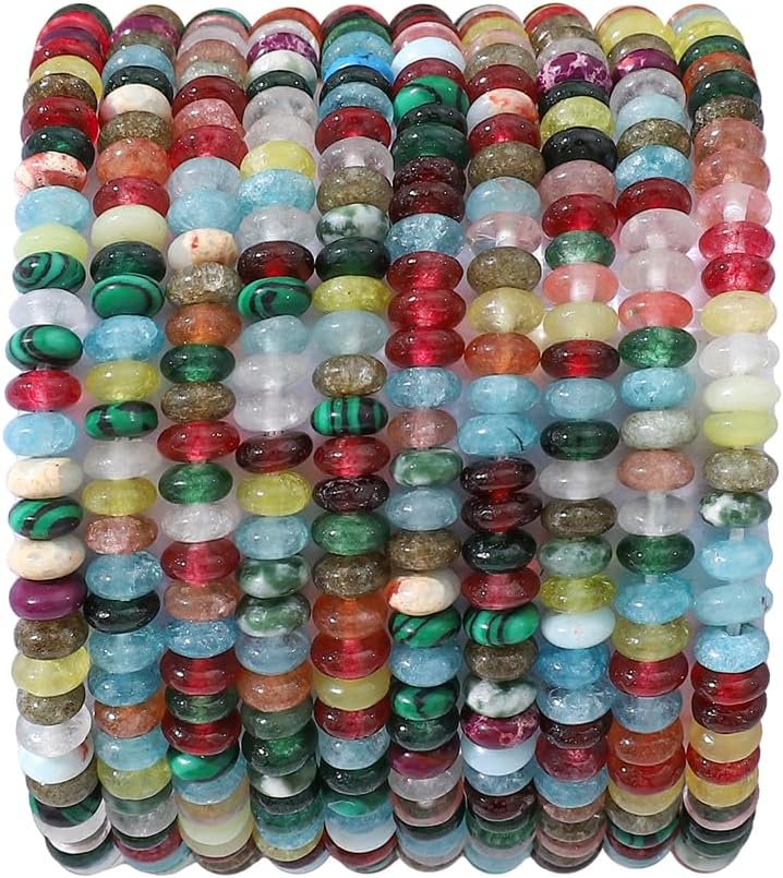Natural Mix Colored Disk Stone Beads 4x2mm 160pcs Rondelle Loose Semi Gemstone Beads for Jewelry Making Design