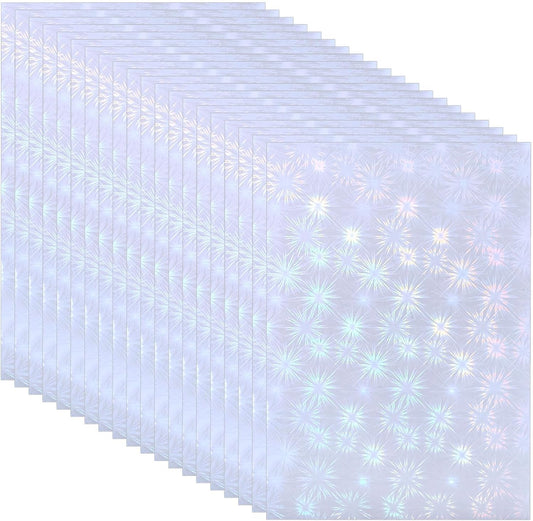 PATIKIL 8.3x5.8" Holographic Sticker Paper, 20Sheets A5 Polypropylene Self-Adhesive Transparent Waterproof Laminate Overlay Film for Photo Cards Scrapbook Decorations, Blossom