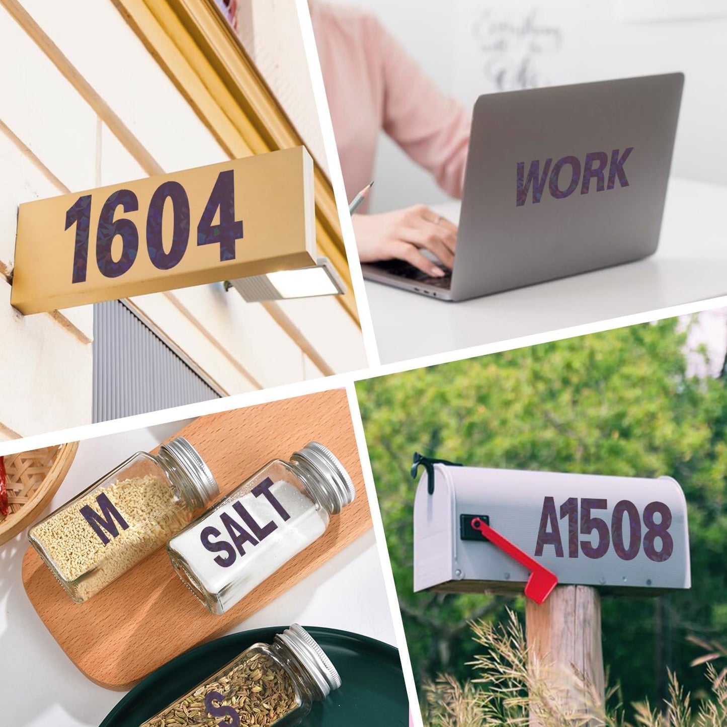 Starboling Letter Stickers,2 inch 8 Sheets Purple Alphabet Sticker,Self Adhesive Vinyl Letter Stickers Mailbox Numbers,for Arts Crafts Outdoor Sign Poster Mailbox Sign Doors Mailboxes Car Truck