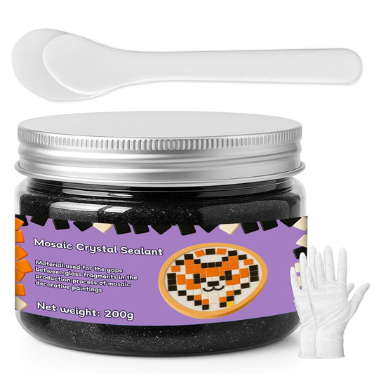 200g Mosaic Crystal Grout for Crafts, Mosaics Tile Tools, High Color Contrast, Direct caulking, Suitable for Mosaic Tiles, DIY Craft Projects (Black)