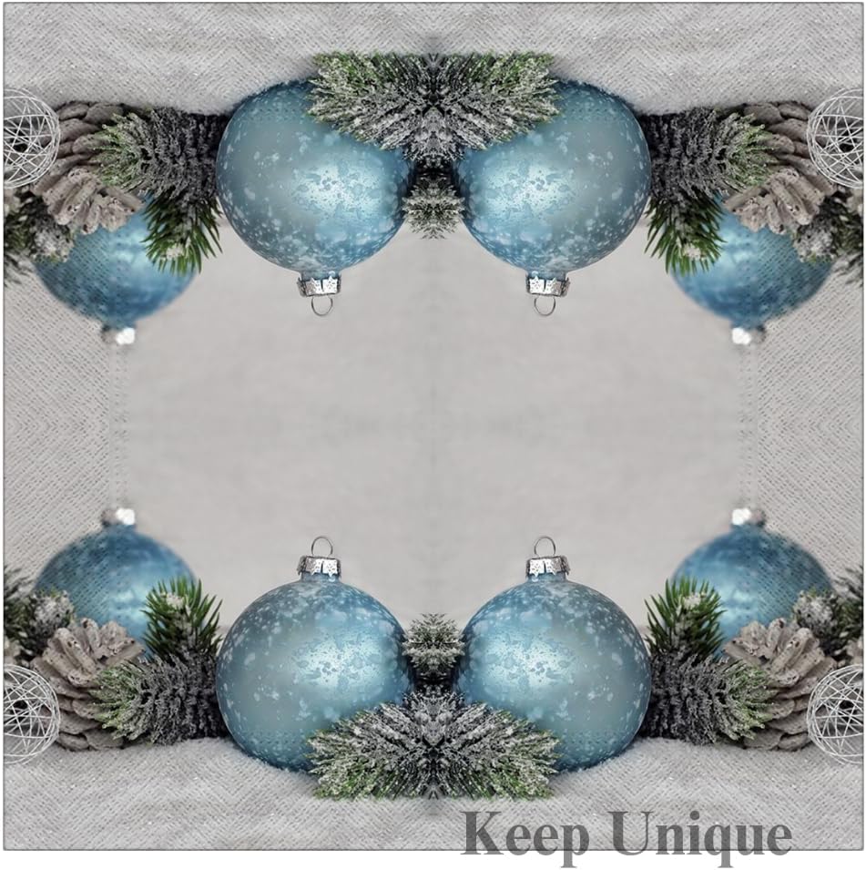 20-ct 13x13 Christmas Paper Decoupage Napkins, 3-Ply Servilletas Tissue Napkin for Dinner and Parties, Disposable Napkins (Arctic Bauble)