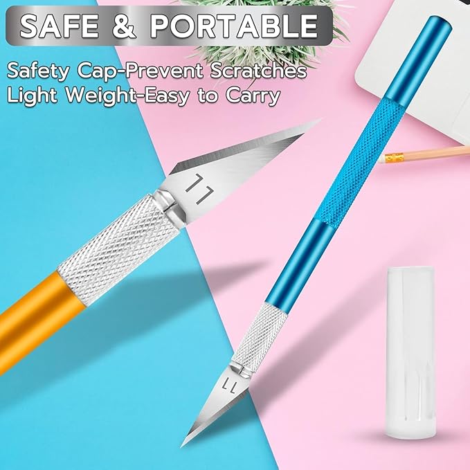 42 Pack Exacto Knife Set, Precision Craft Hobby Knife, Art Knife, Exacto Knives for Cutting, Carving, Trimming, Scrapbooking, DIY (Multicolor)