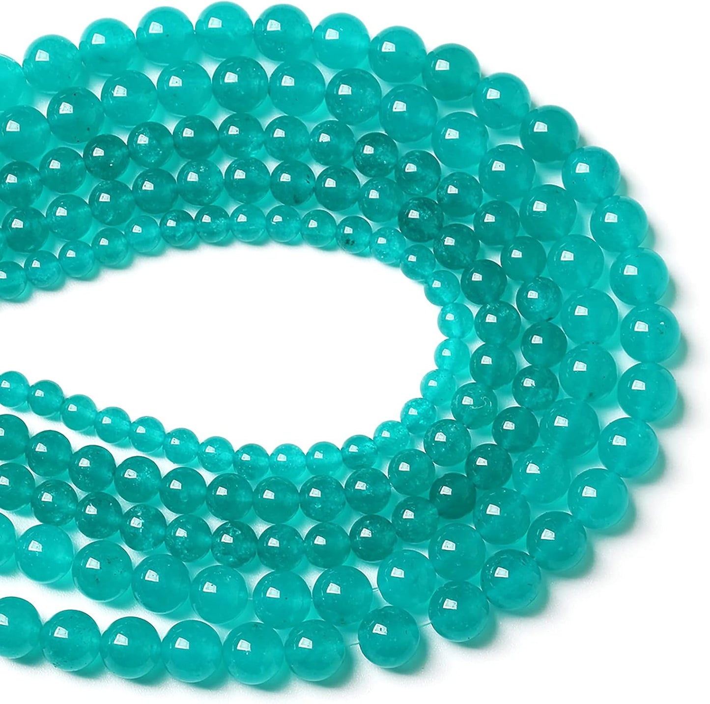 46PCS 8mm Natural Stone Beads Blue Amazonite Jade Stone Round Loose Beads for Jewelry Making DIY Bracelet Necklace 15 Inch