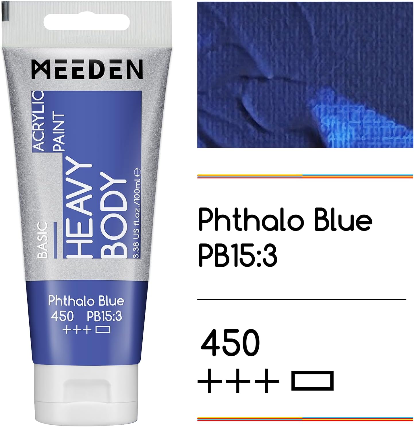 MEEDEN Acrylic Paint Phthalo Blue: Bundled with Titanium White Color - 100ml/3.38oz x 2 Bulk Heavy Body Acrylic Paint Tubes for Model Pumpkin Enamel Rock DIY