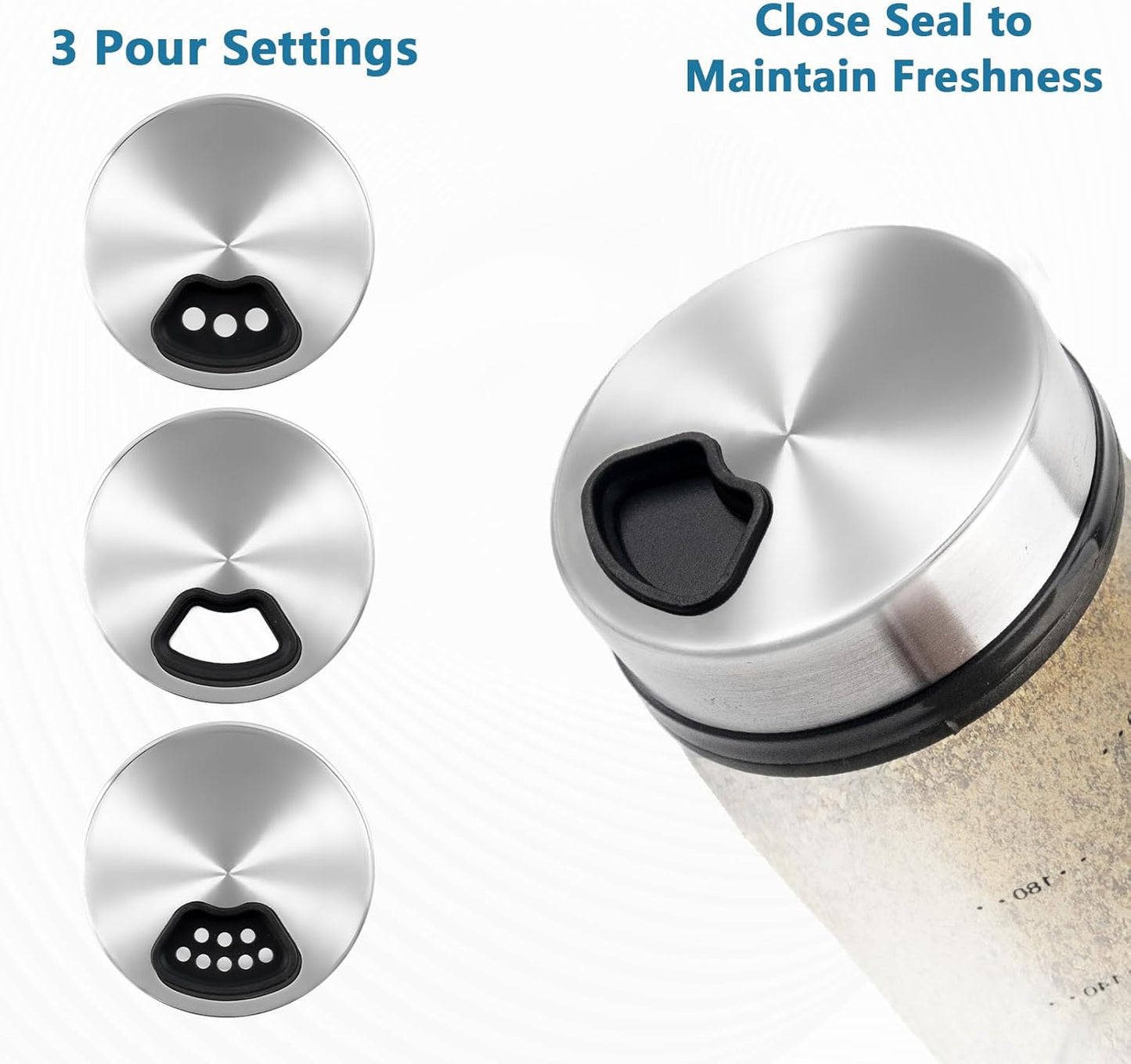 6 Pack Glass Spice Jars, 7 oz Salt and Pepper Shakers with Adjustable Pour Holes - for Seasonings, Herbs, Powders, Glitters