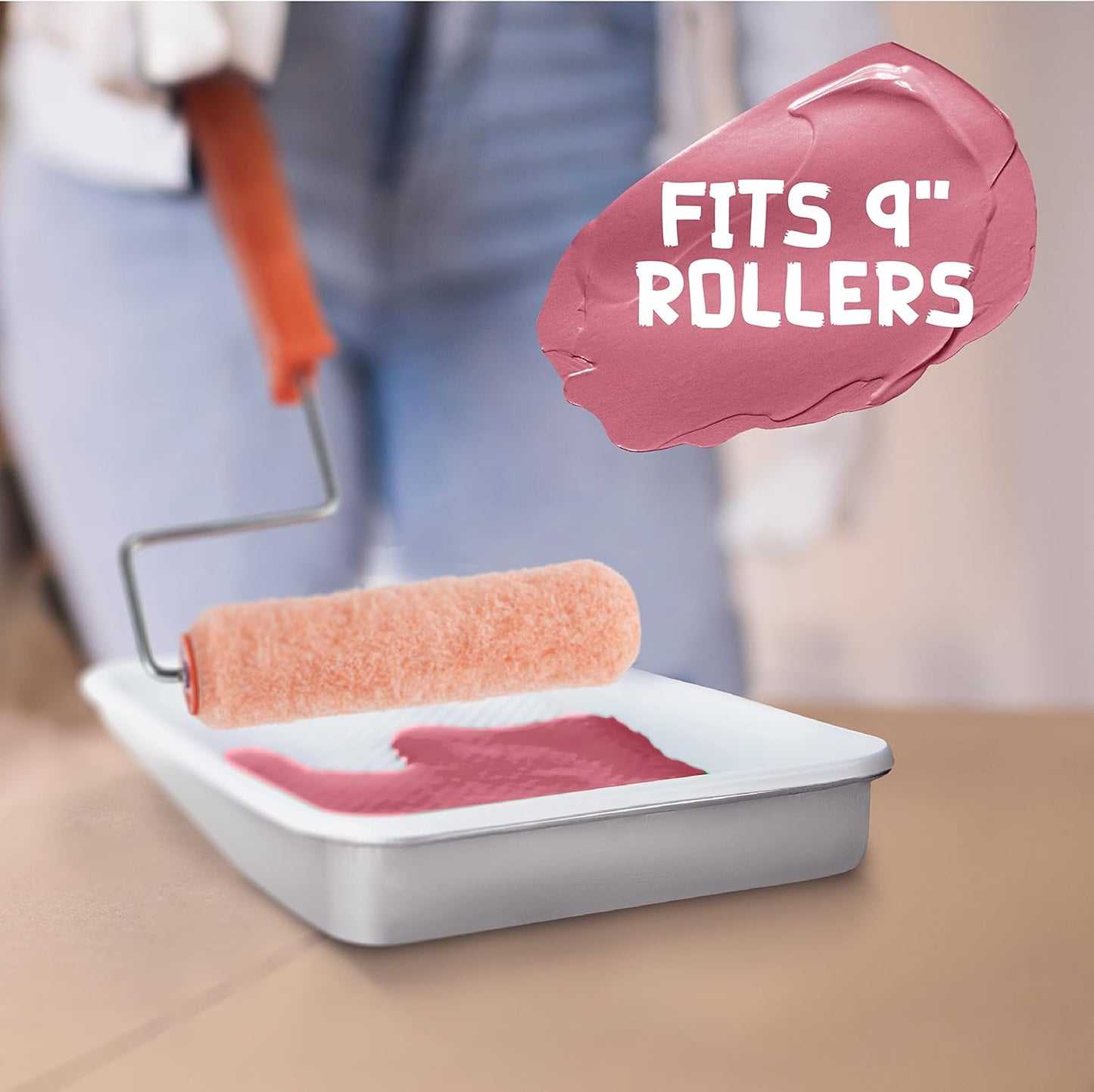 Paint Tray Liners, 1-Qt. Paint Capacity, Overlapping Edges, Fits 9' Metal Trays, Dotted Ramp for Easy Rolling, (40 Pack)