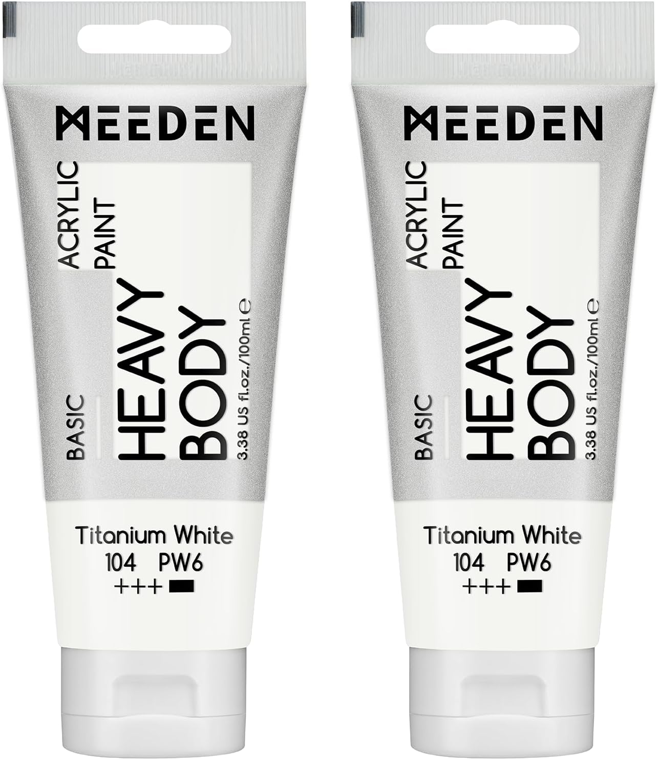 MEEDEN Titanium White Acrylic Paint: Pack of 2 Heavy Body Acrylic Paints (100ml/3.38oz x 2 Tubes)