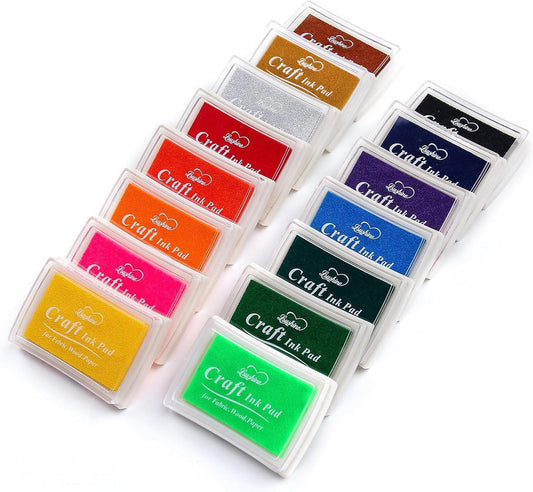 Craft Ink Pad Stamps Partner DIY Color,15 Color Craft Ink Pad for Stamps, Paper, Wood Fabric (Pack of 15)