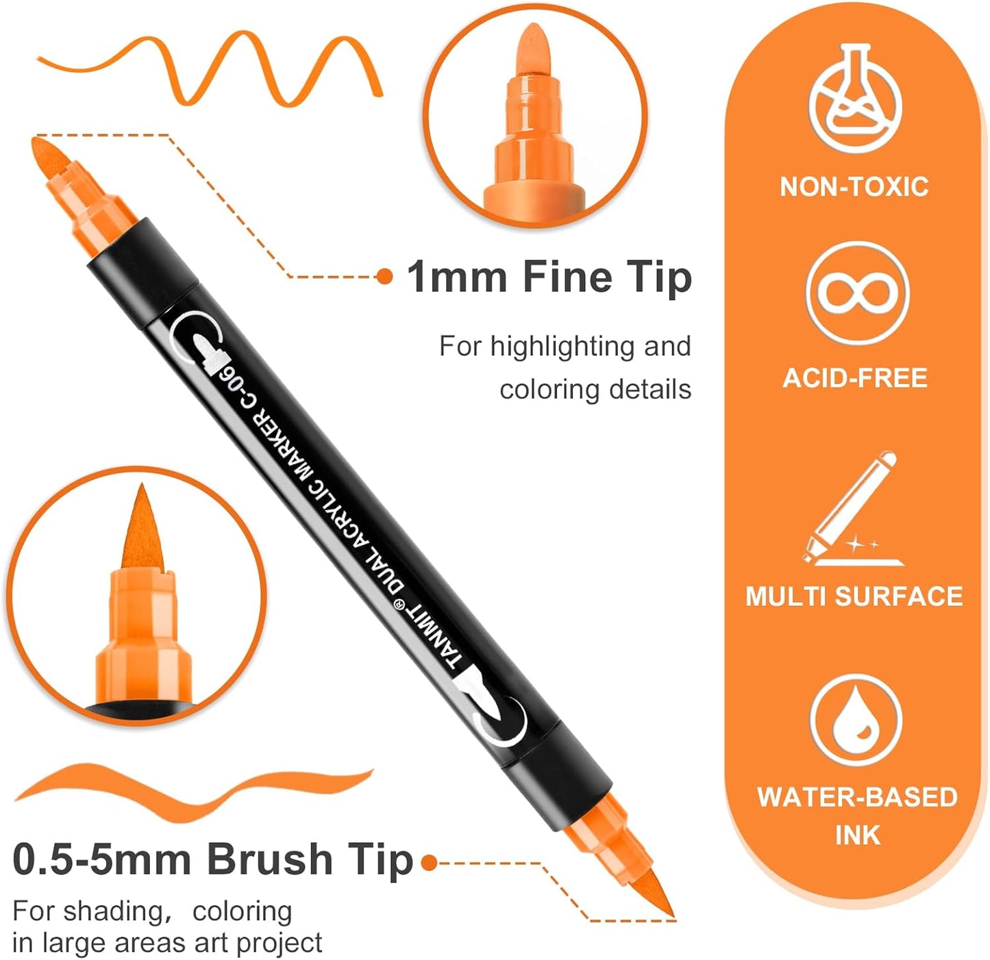 60 Colors Acrylic Paint Pens, Dual Tip Acrylic Paint Markers with Brush Tip and Fine Tip, Acrylic Pens for Rock Painting, Wood, Canvas, Stone, Glass, Ceramic,DIY Crafts Making Art Supplies