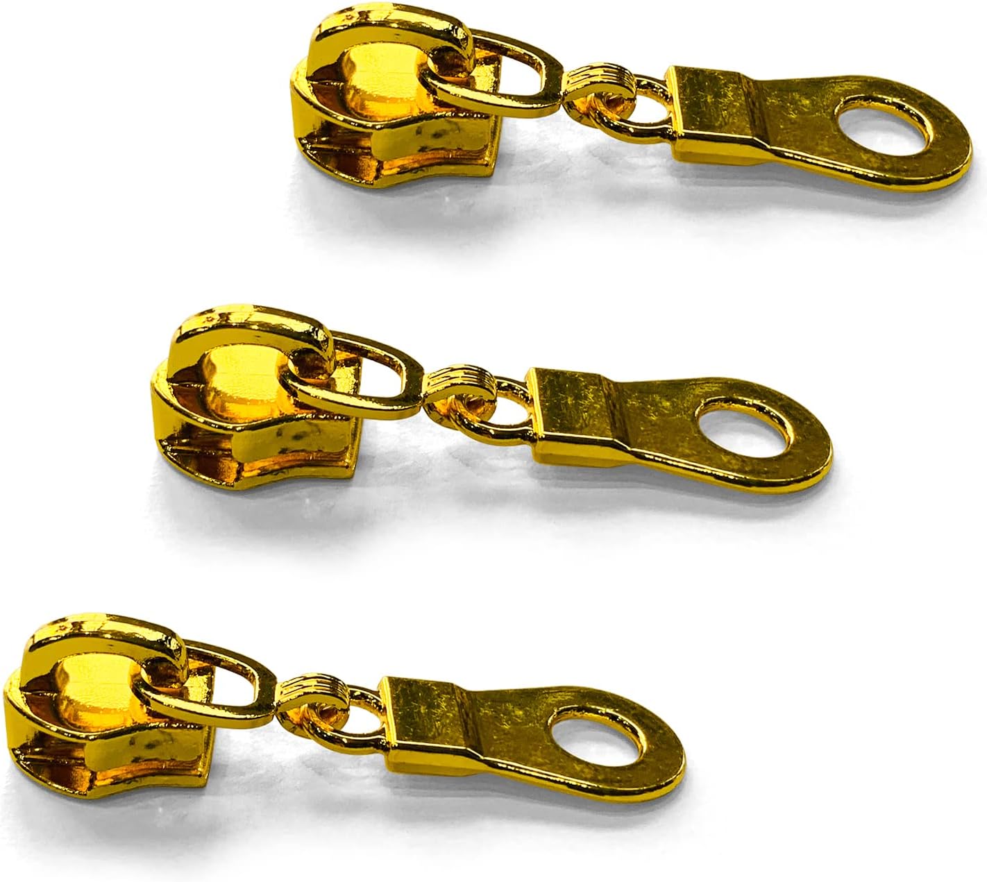 Sawoake 50PCS #5 Gold Metal Handle for Nylon Coil Handle Charm for Purse Handbag Craft Sewing Luggage Bag Bulk