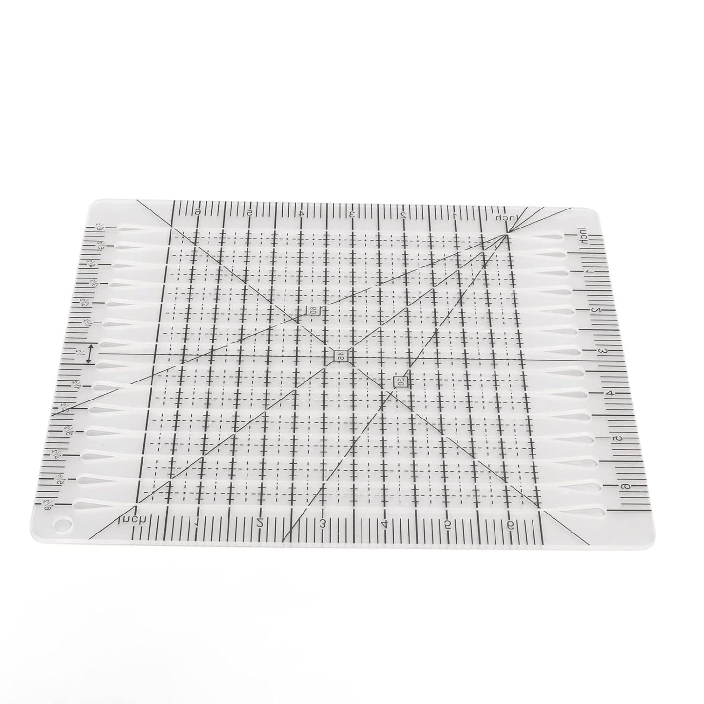 Pssopp Charming Shape Cut Ruler, Transparent Acrylic, Accurate Scale, Black Grid Line, Multifunction, Quilters Ruler, 25.5cm x 8.1in