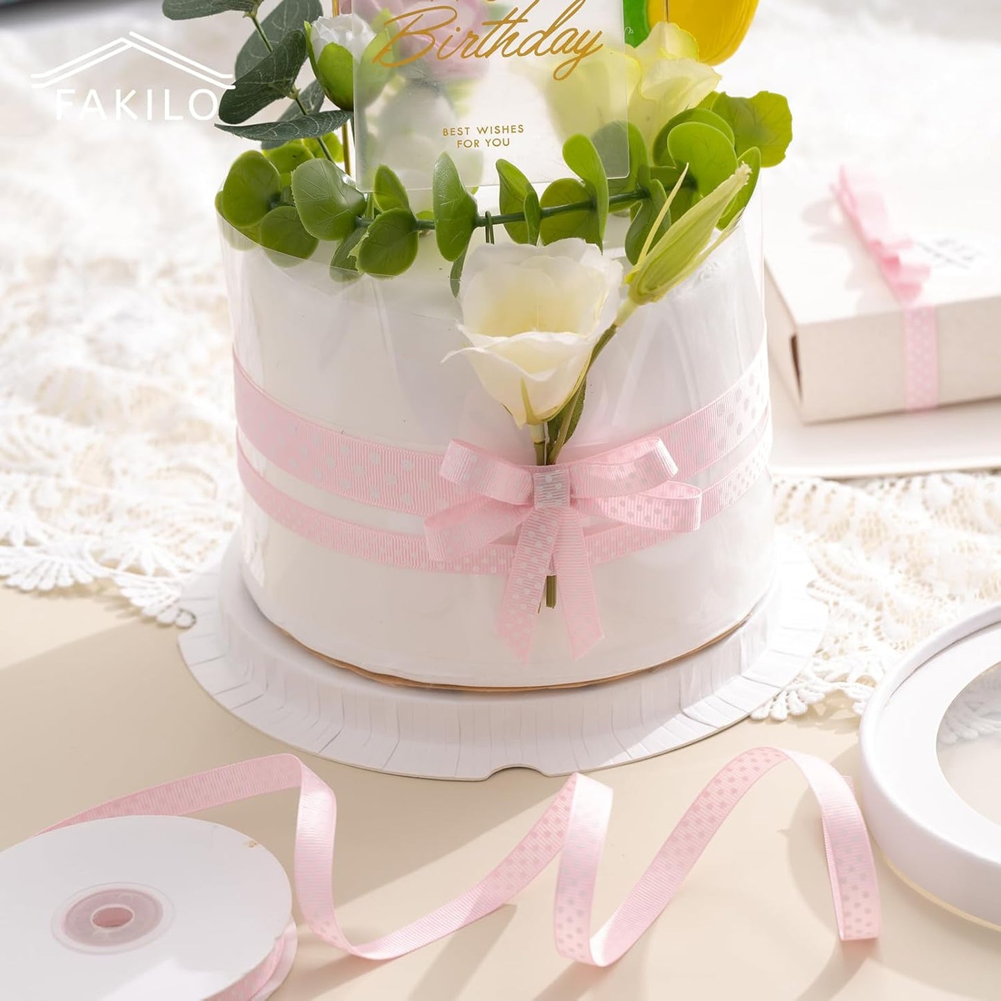 Polka Dot Grosgrain Ribbon 3/8 Inch, 25 Yards Spool Pink and White Dot Craft Ribbon for Christmas Gift Wrapping DIY Crafts Hair Bows Wedding Party Decor Sewing and Home Decoration