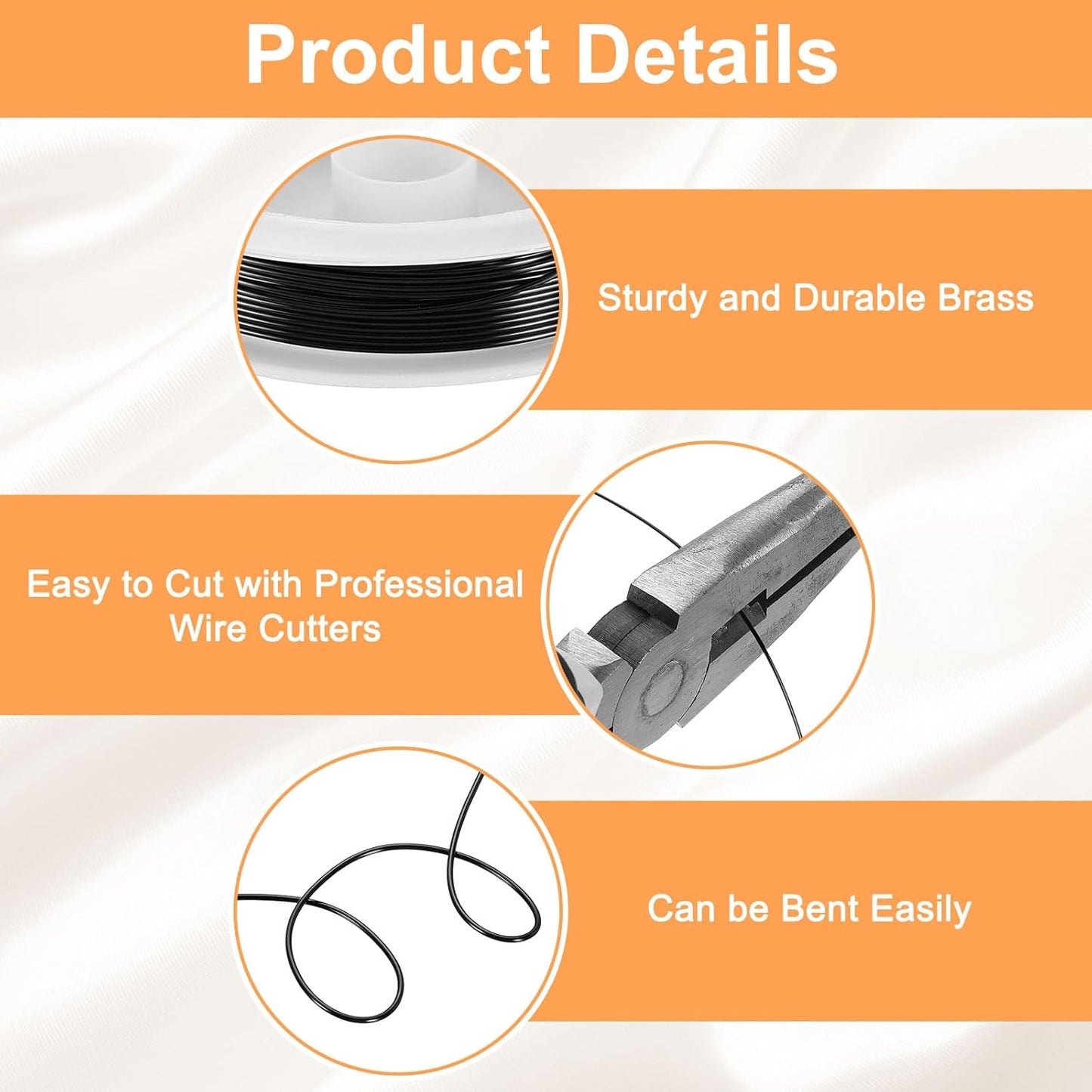 HARFINGTON 13ft Jewelry Wire, 22 Gauge (0.6mm) Brass Craft Soft Metal Tarnish Resistant Copper Beading Wire for Jewelry Making Supplies Crafting, Black