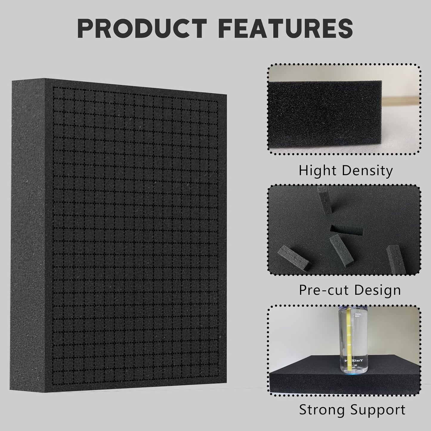 Pick and Pluck Foam Sheets, 1Pcs 16 x 12 x 3 Inch Pick Apart Foam Insert for Camera Storage, Crafts, Tool Box, Storage Drawer