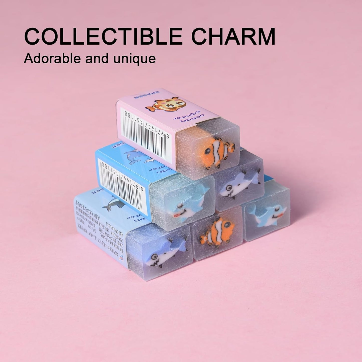 HILAZA 18Pcs Cute Sea Animal Erasers for Kids Bulk, Kawaii Fun Pencil Jelly Erasers for School Classroom Supplies Prize Gifts Party Favors