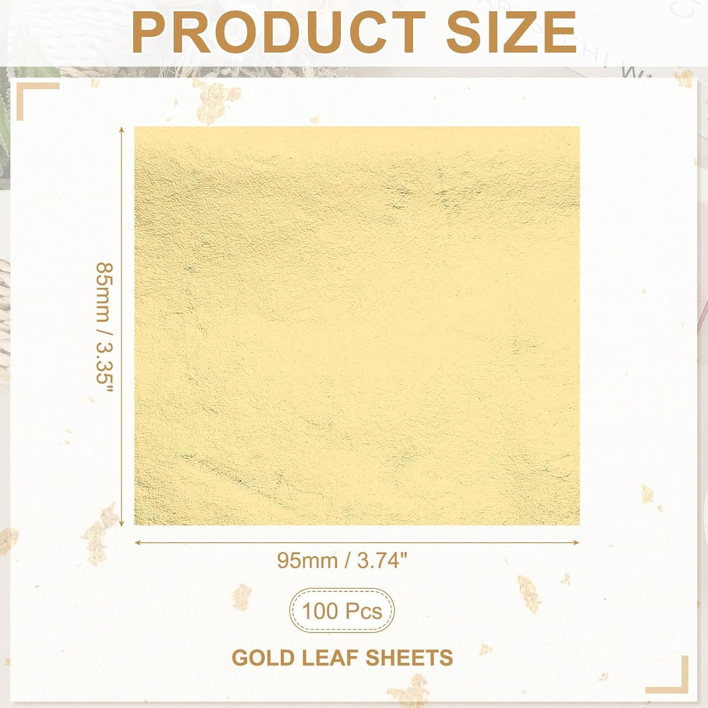 PATIKIL Gold Leaf Sheets for Art 3.7" x 3.4", 100 Pcs Gold Foil Sheet Metallic Leaf Papers for DIY Crafts Resin Furniture Nails Paintings Home Decoration