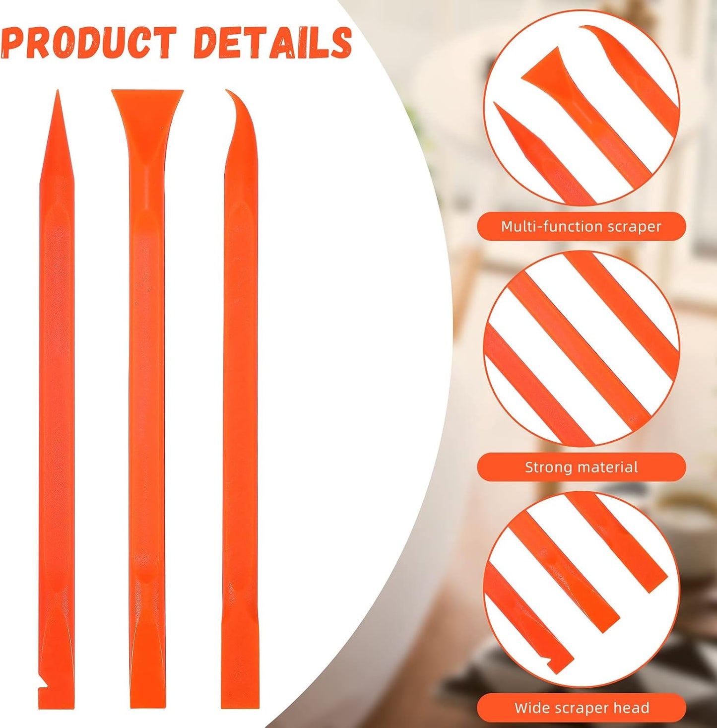 Minatee 18 Pieces Non-scratch Plastic Scraper Tool Multi-purpose Carbon Fiber Pen-shaped Plastic Scraper for Cleaning Small and Narrow Space(Orange)