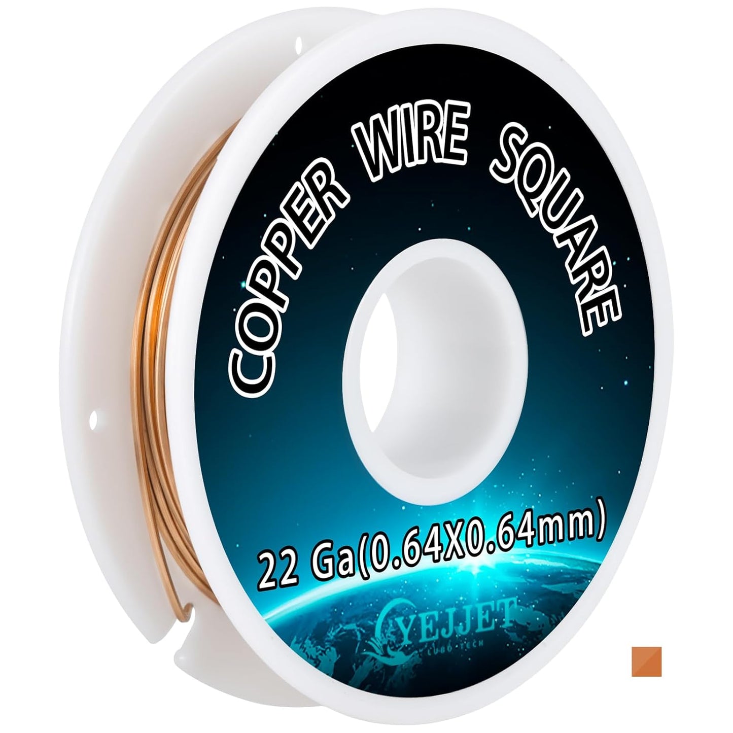 22 Gauge Copper Wire Square - 0.64mm Dead Soft Jewelry Wire, 50 Feet - Pure Copper Craft Wire for Jewelry Making, Wrapping, Beading, DIY Projects