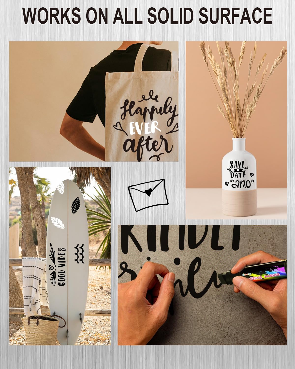 FansArriche Acrylic Paint Markers, 15mm Jumbo Felt Tip, Black and White Colored Waterproof and Permanent Paint Pens for Tagging, Signs, Calligraphy, and Outdoor Paintings