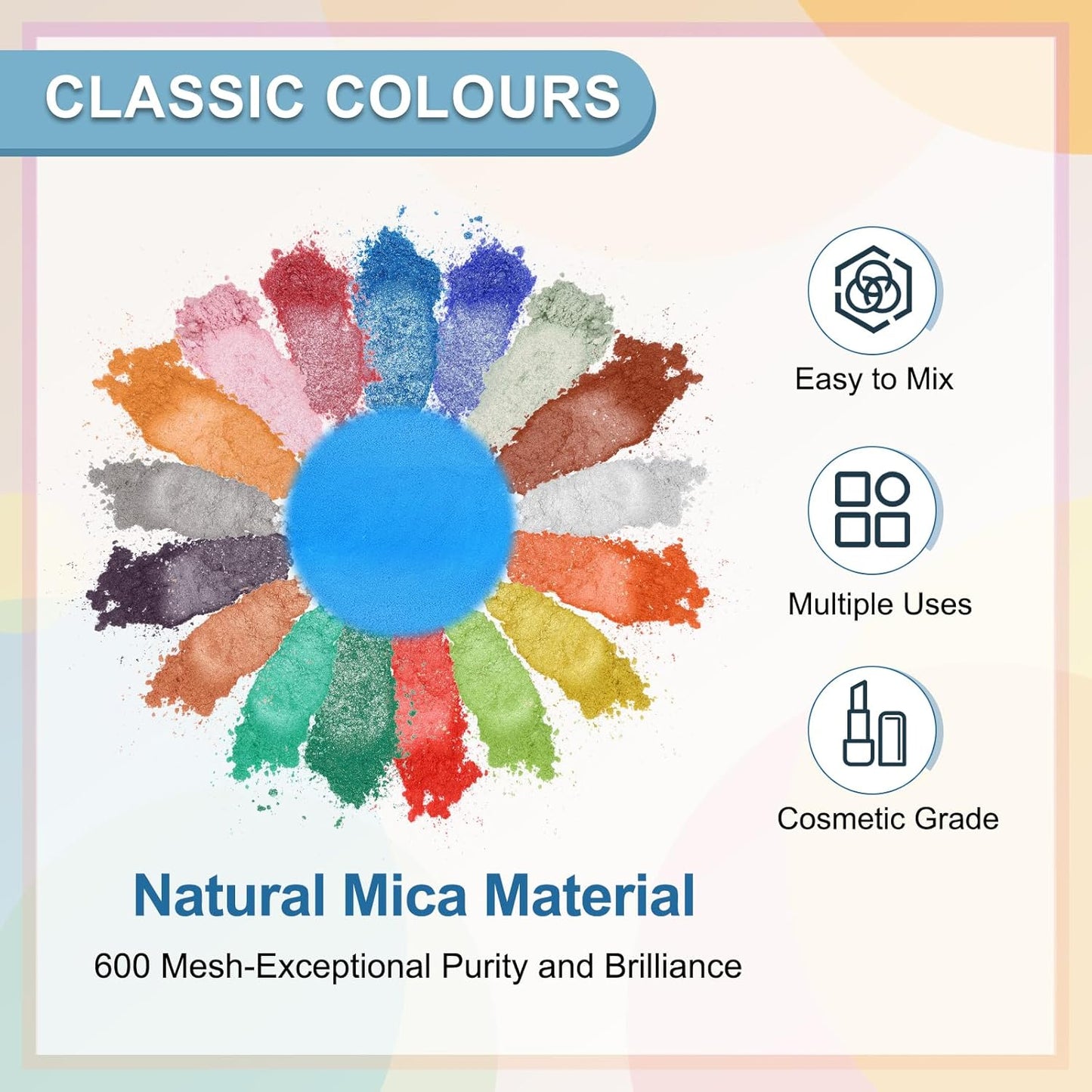 uxcell 10g/0.35oz Cosmetic Grade Mica Powder, 600 Mesh Mica Powder Natural Resin Epoxy Pigment Powders for Casting Resin, Candle Dye, DIY Nail Polish and Lip Gloss, Deep Sky Blue