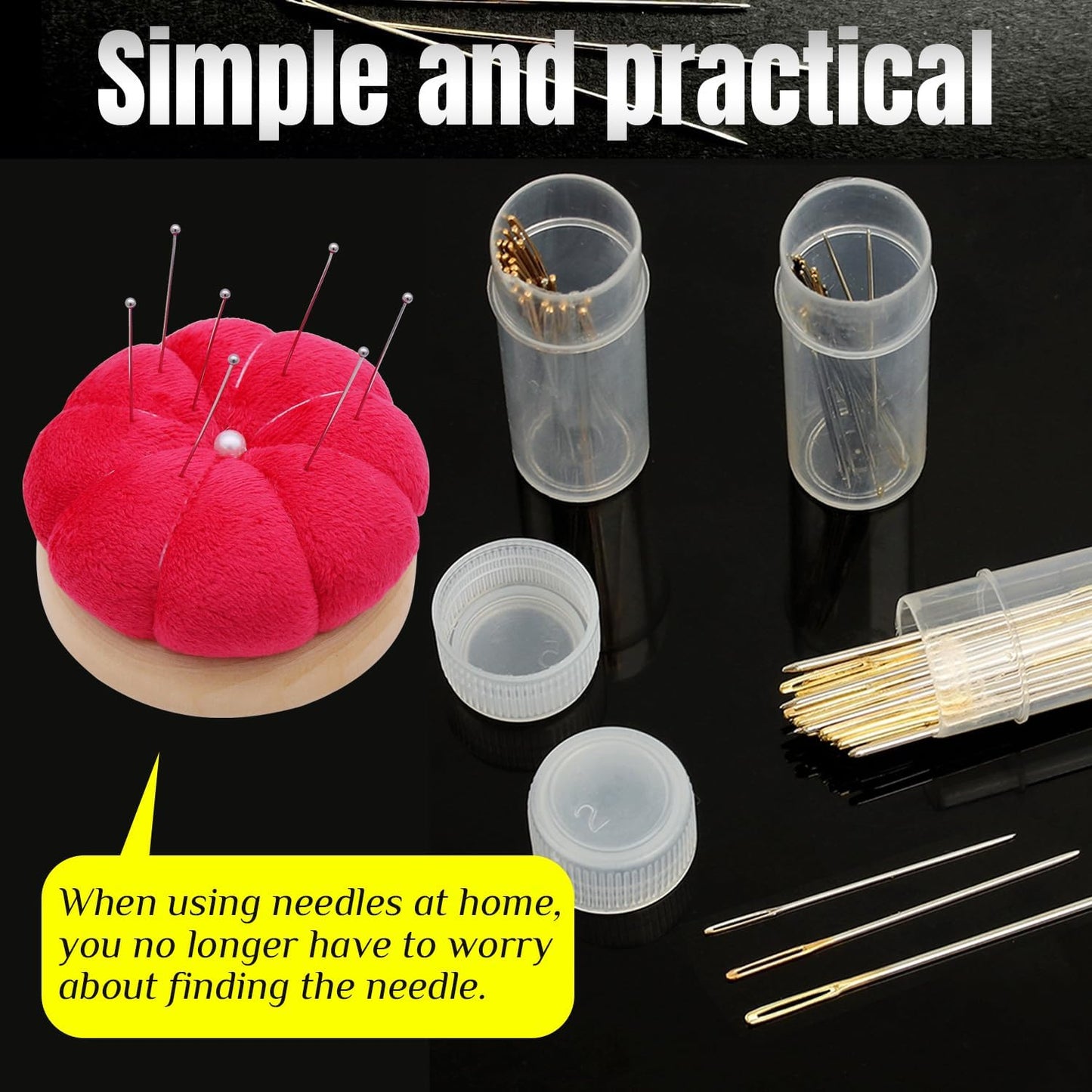 Uxney Pin Cushion,Wooden Sewing Pin Cushion Pincushion Needle Cushion for Sewing Quilting Needlework DIY Crafts(Red,2 PCS)