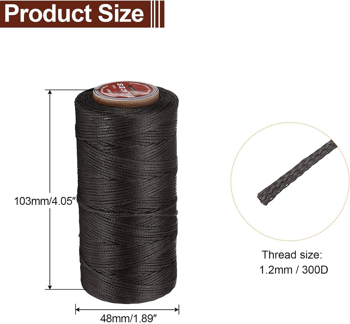 uxcell Flat Leather Sewing Waxed Thread, 140m / 153 Yards Polyester Wax String, 300D Wax Stitching Cord for Leather Crafts, Bookbinding, Bracelets Braided, Dark Brown