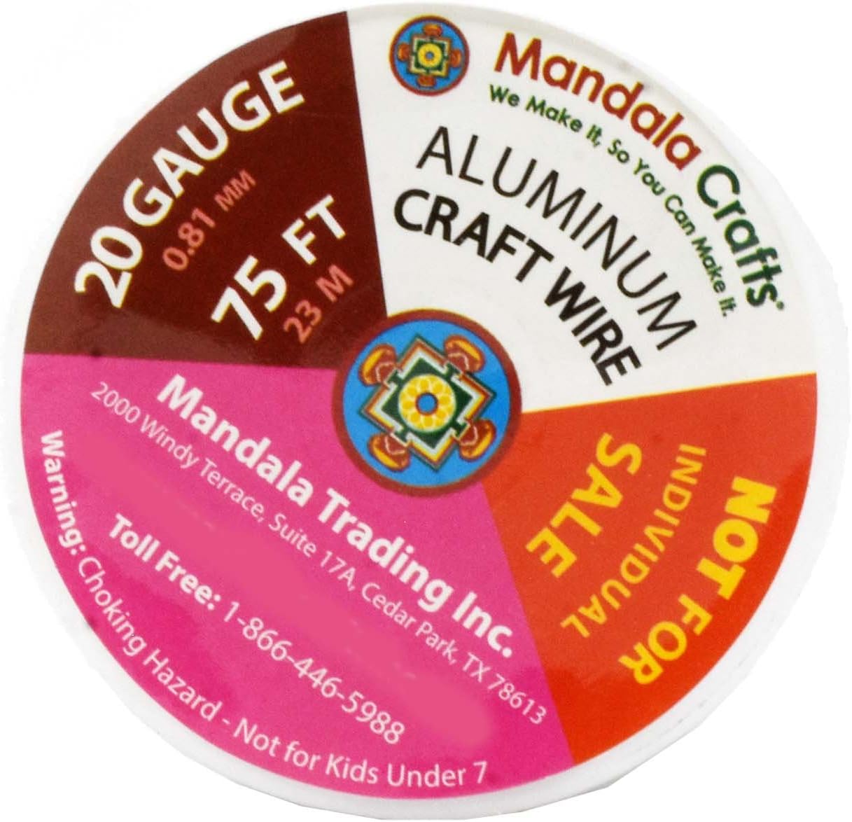 Mandala Crafts 20 Gauge Anodized Aluminum Craft Wire for Jewelry Making - 450 FT Colored Flexible Silver Copper Tone Wire - Bendable for Bonsai Armature Crafting Sculpting