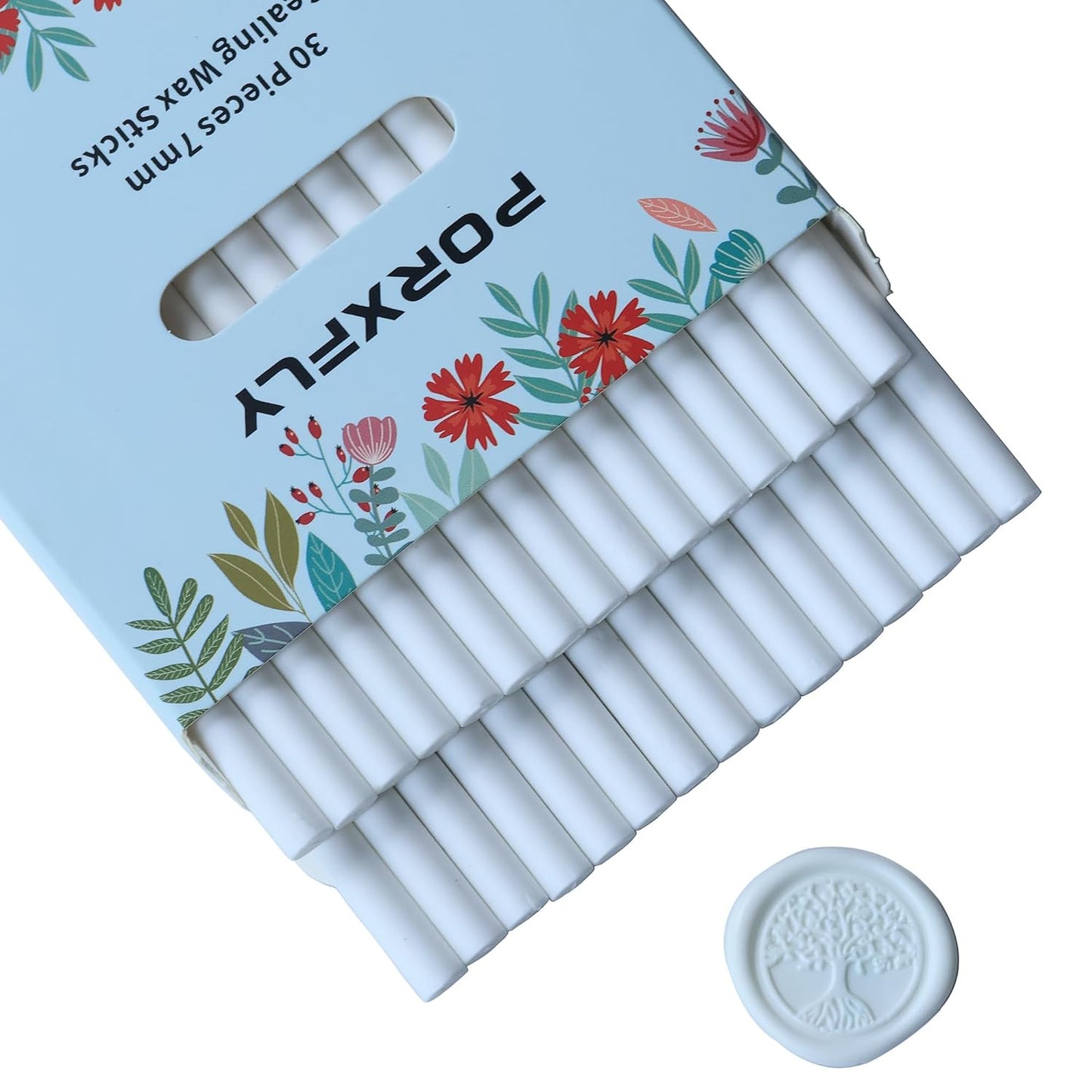30 Pieces 7mm Sealing Wax Sticks for Glue Gun,PORXFLY Mini Wax Seal Sticks Great for Seals Stamp,Cards Envelopes,Wedding Invitations,Gift Wrapping,Wine Packages (White)