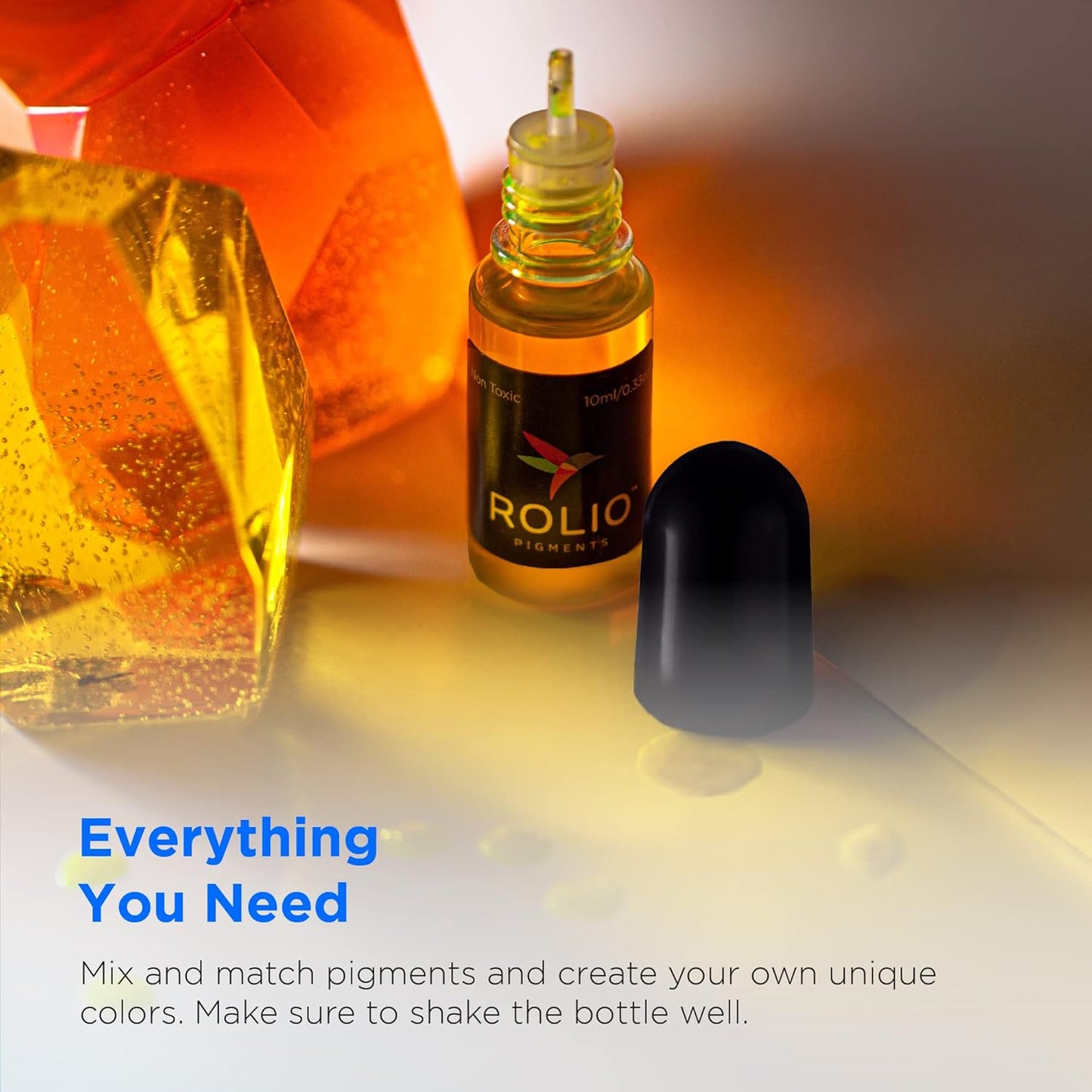 Rolio Pigments Resin Liquid Pigment Translucent Colors - 24 Vibrant Colors for Epoxy Resin, Jewelry Making, Acrylic Paint, Art, DIY Crafts Production, Garment Accessories - 0.33 oz/10 ml Each