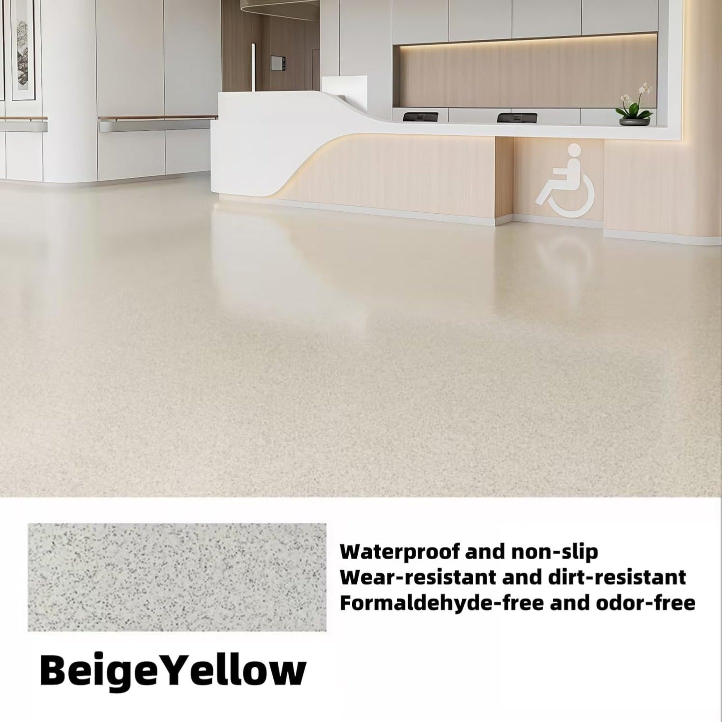 Epoxy Colored Sand Floor Paint, Epoxy Floor Paint High Gloss Marble Effect Coating for Indoor and Outdoor, Wear-resistant and non-slip Self-leveling Coating Yellow 176OZ(5KG)