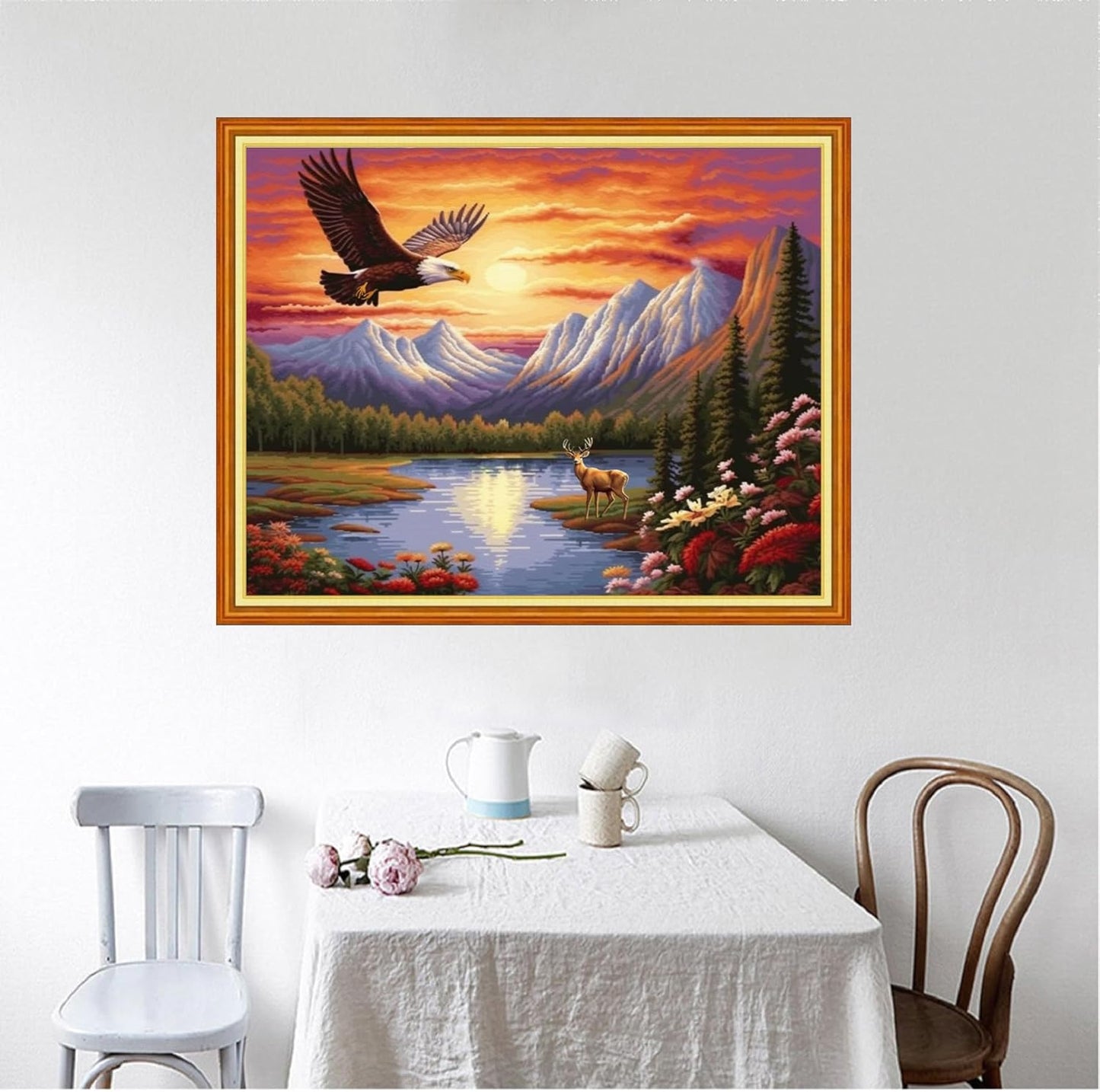 Foxhool Beginners Cross Stitch Kits Stamped Full Range of Embroidery Kits for Adults DIY Cross Stitches kit Embroidery Patterns for Needlepoint kit-Eagles Cleaved The Sky 16x20 inch