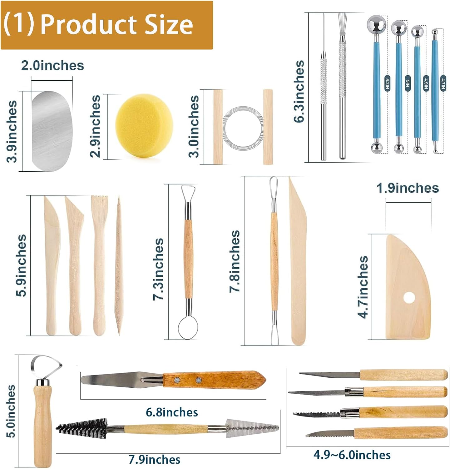 Clay Tools Kit, 52 PCS Complete Clay Tools Set for Sculpting and Pottery, Pottery Tools Includes Polymer Clay Tools, Sculpting Tools, Ceramic Tools, Clay Carving Tools, Perfect Pottery Tool Kit