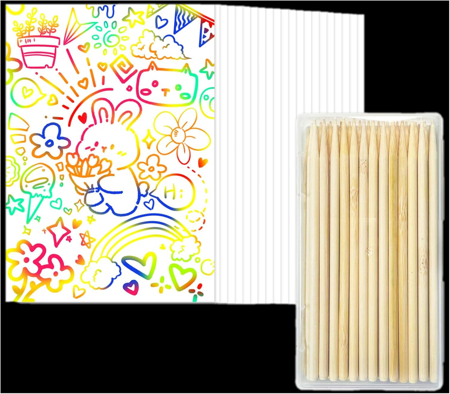 Rainbow Scratch Art Paper Sets100 PCS-White Magic Creative Drawing Paper - Arts and Crafts Kids Craft Activity Set for Wedding, Travel, Birthday Party Games, Camping,Christmas